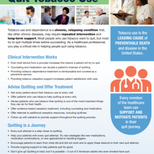 you-can-help-patients-quit Colorful factsheet with images of patients and providers and the title "You can help your patients quit tobacco use"